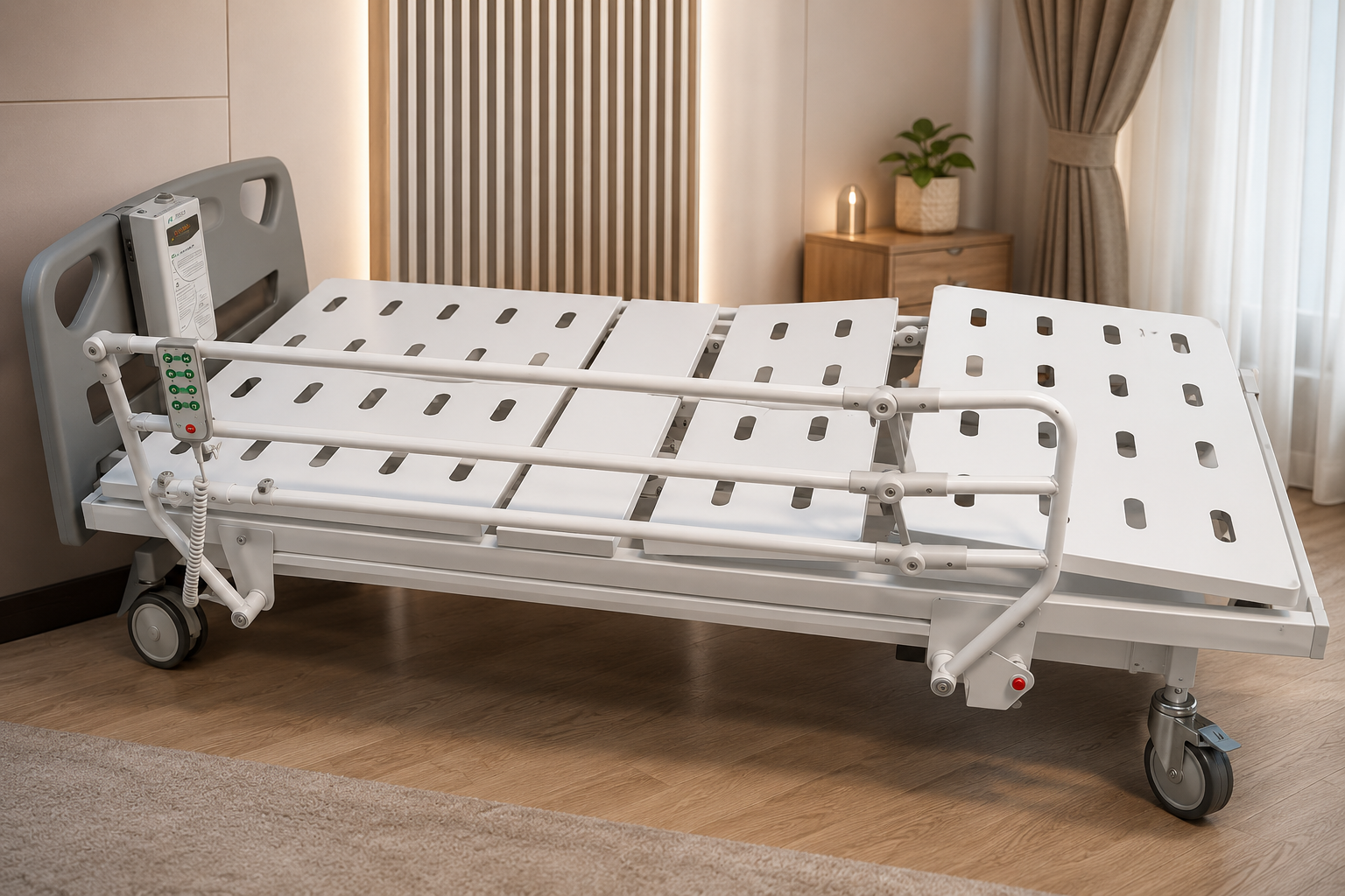 تخت بیمارستانی سه شکن برقی با تنظیم ارتفاع